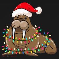 Christmas Lights Walrus Wearing Xmas Hat Walrus Lover Bucket Hat thumb 4