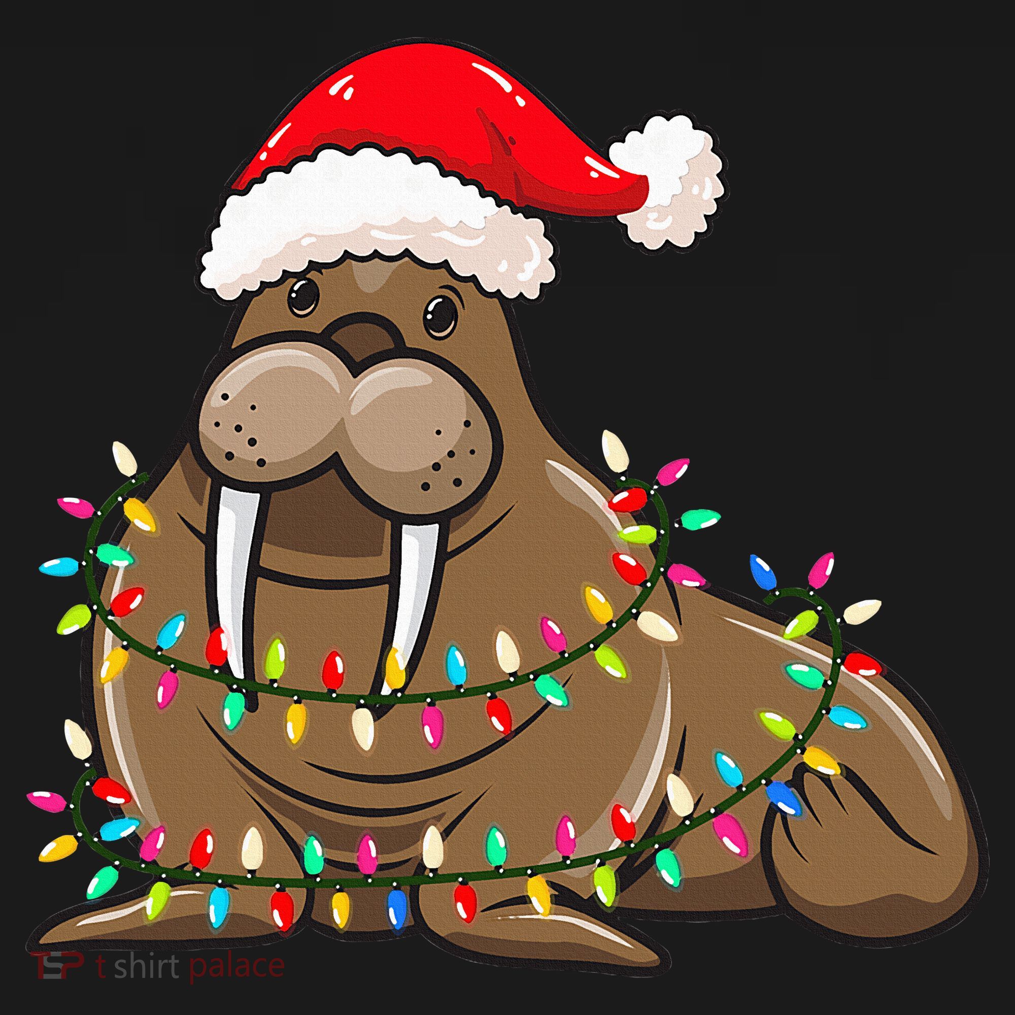 Christmas Lights Walrus Wearing Xmas Hat Walrus Lover Bucket Hat