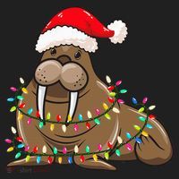 Christmas Lights Walrus Wearing Xmas Hat Walrus Lover Beanie thumb 2
