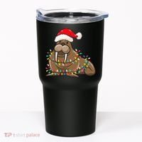 Christmas Lights Walrus Wearing Xmas Hat Walrus Lover Tumbler thumb 0