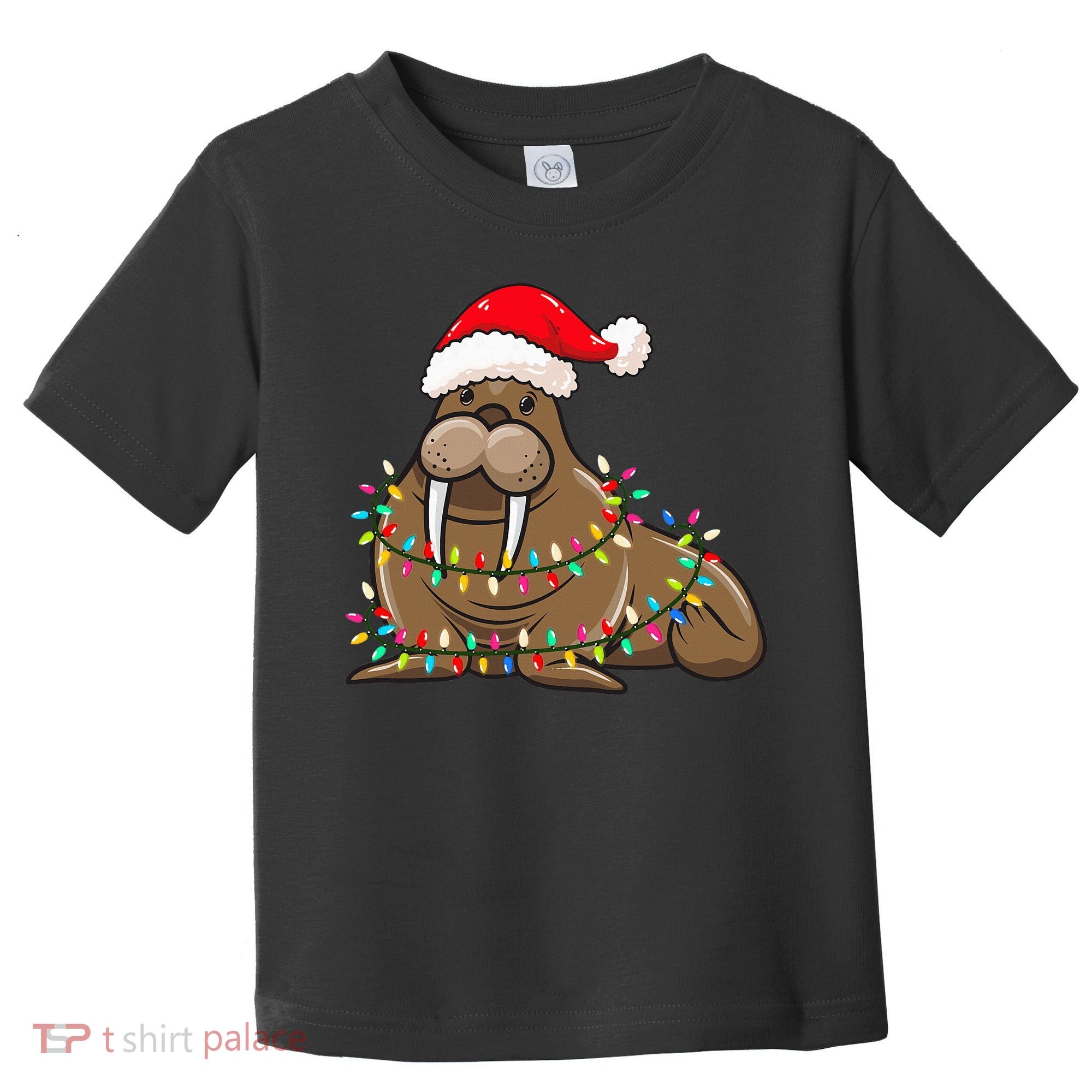 Christmas Lights Walrus Wearing Xmas Hat Walrus Lover Toddler T-Shirt