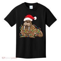 Christmas Lights Walrus Wearing Xmas Hat Walrus Lover Kids T-Shirt thumb 0