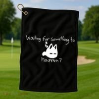 Cat Lover Waiting For Something To Happen Omori Cat Inspired Golf Towel thumb 1