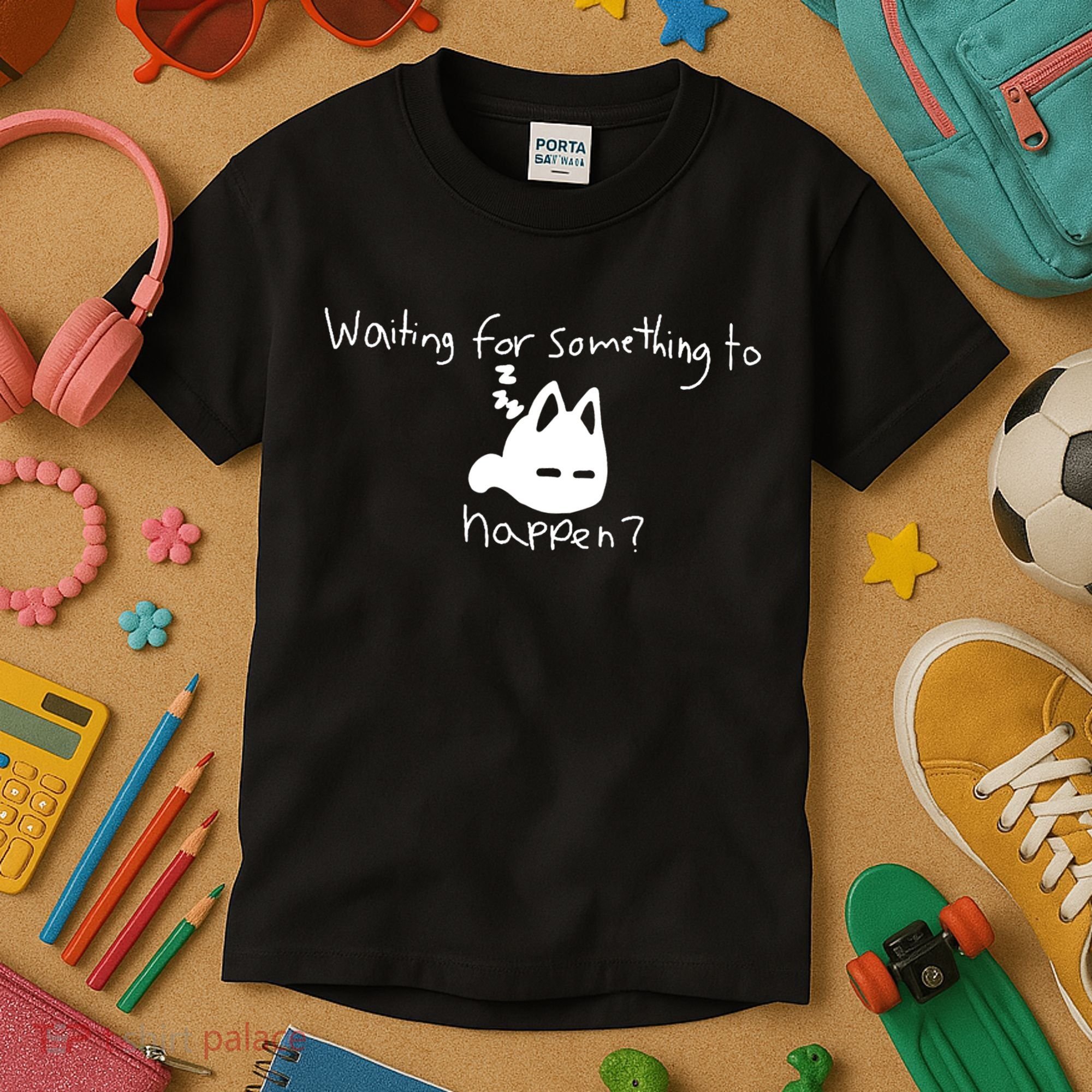 Cat Lover Waiting For Something To Happen Omori Cat Inspired Kids T-Shirt