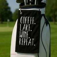 Coffee Lake Wine Repeat Gift Golf Towel thumb 2