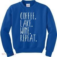Coffee Lake Wine Repeat Gift Kids Sweatshirt thumb 0