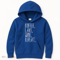 Coffee Lake Wine Repeat Gift Kids Hoodie thumb 0