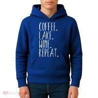Coffee Lake Wine Repeat Gift Kids Hoodie thumb 4