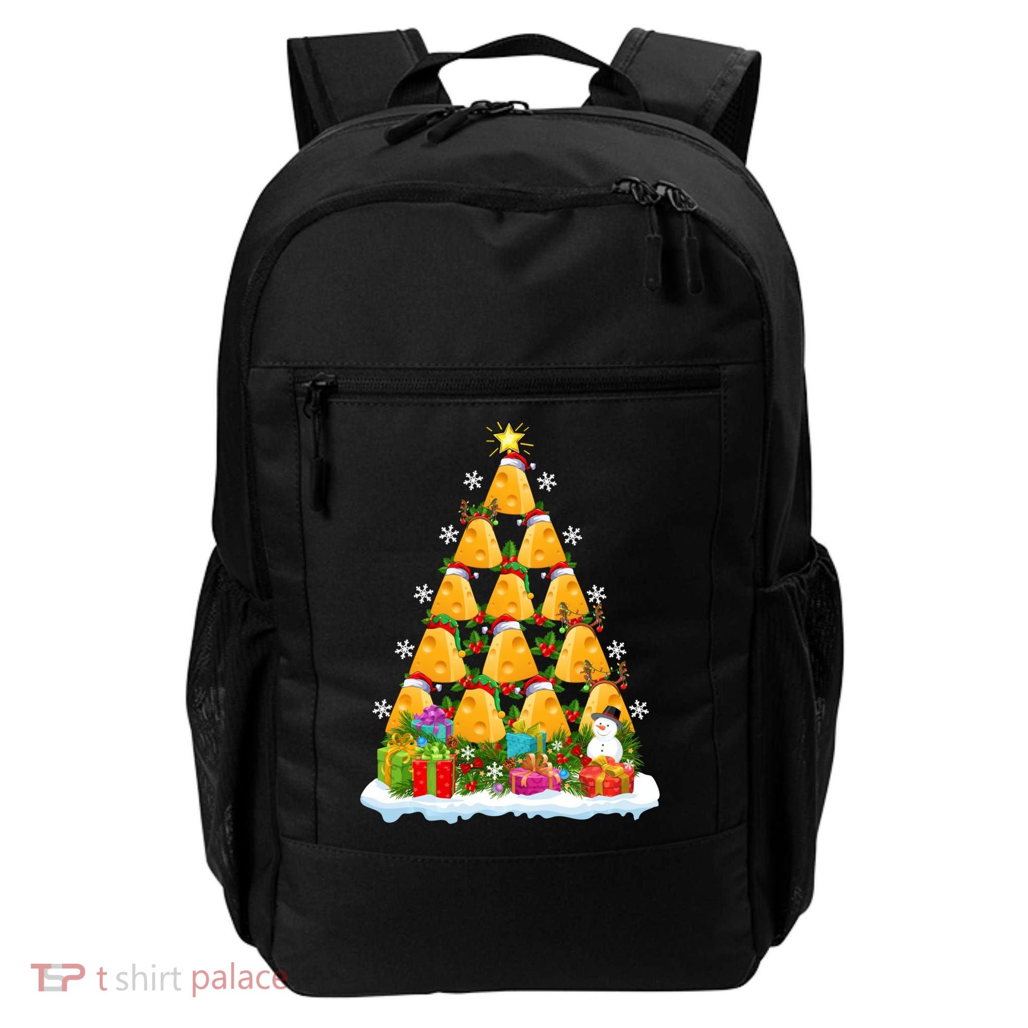 Cheese Lover Xmas Holiday Santa Cheese Christmas Tree Backpack