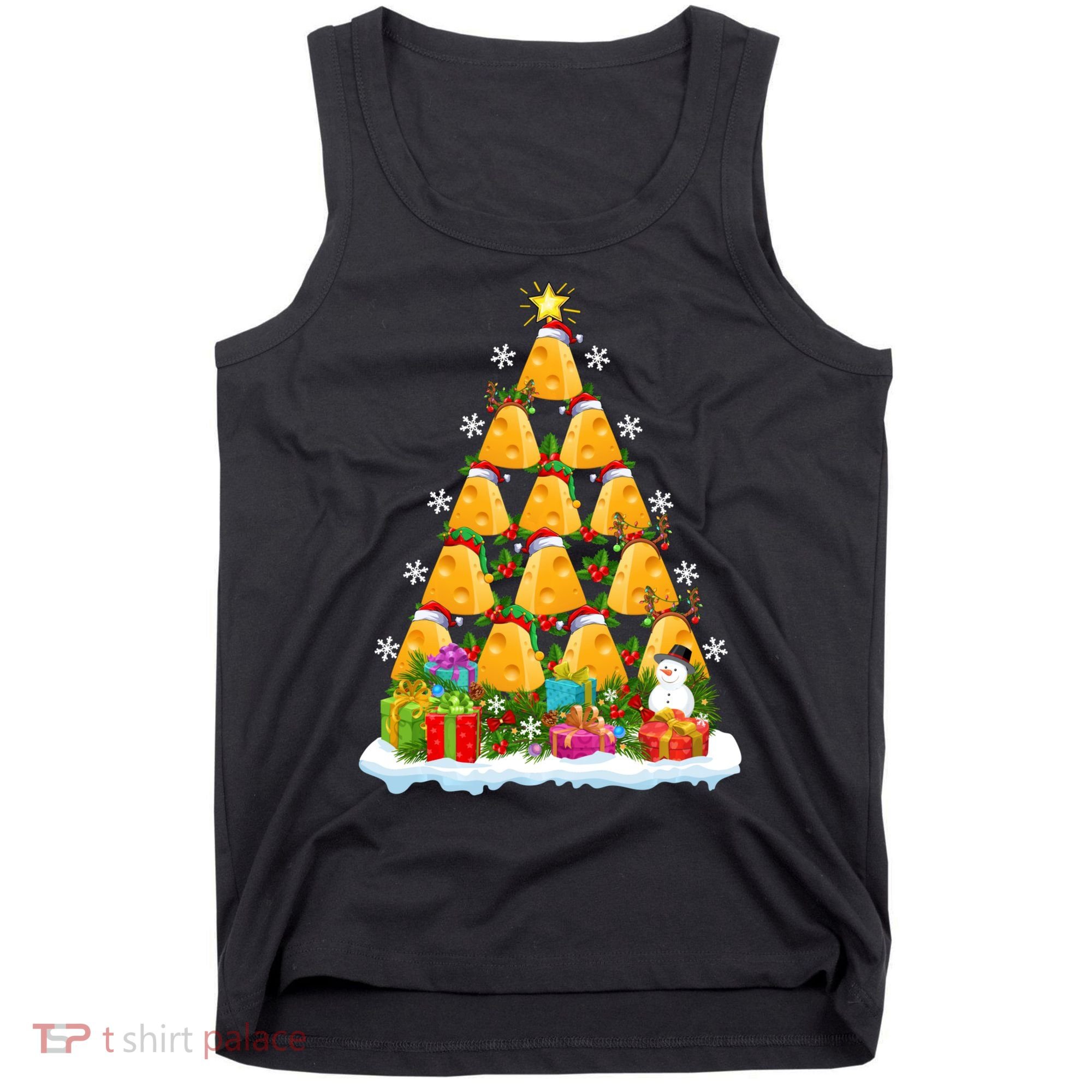 Cheese Lover Xmas Holiday Santa Cheese Christmas Tree Tank Top