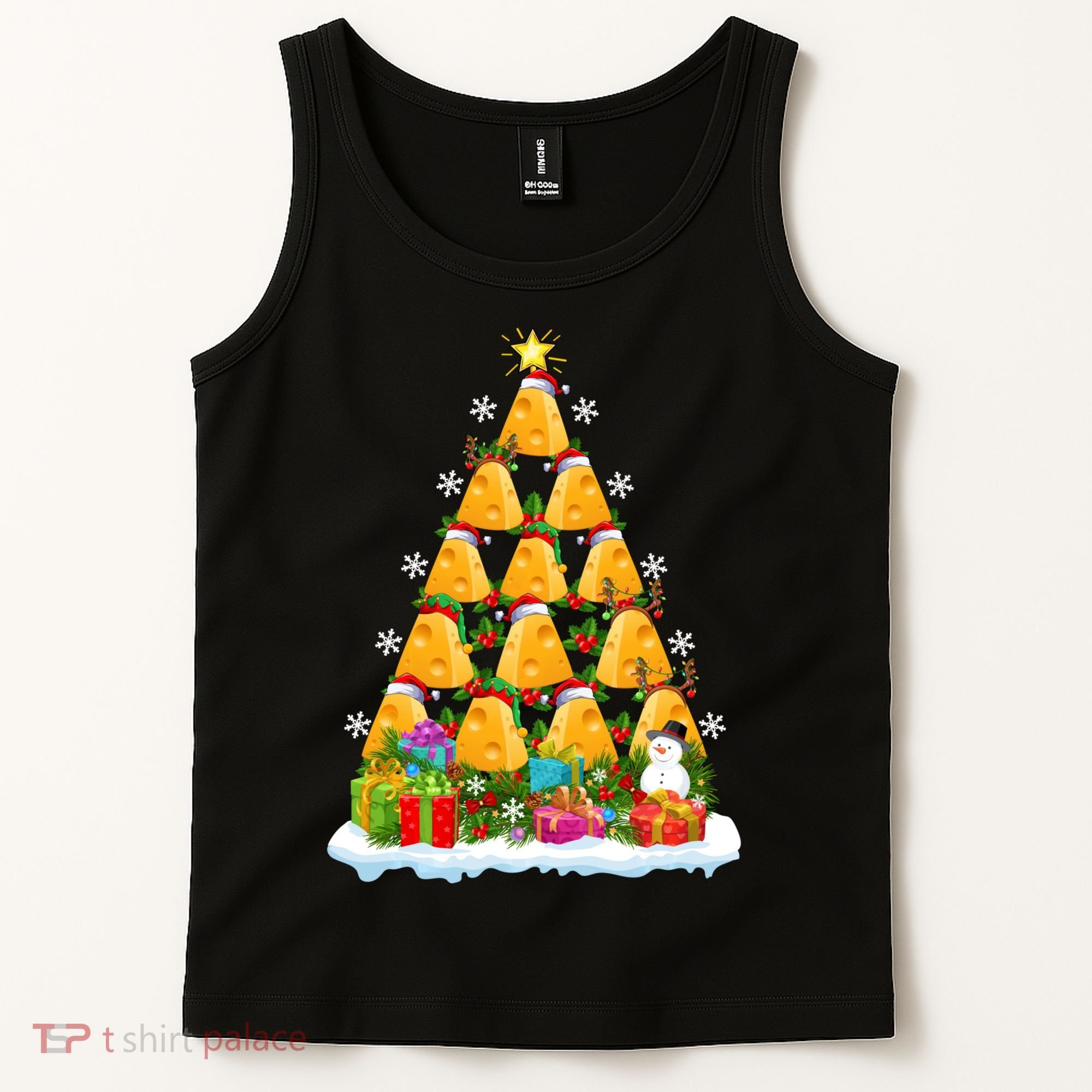 Cheese Lover Xmas Holiday Santa Cheese Christmas Tree Tank Top