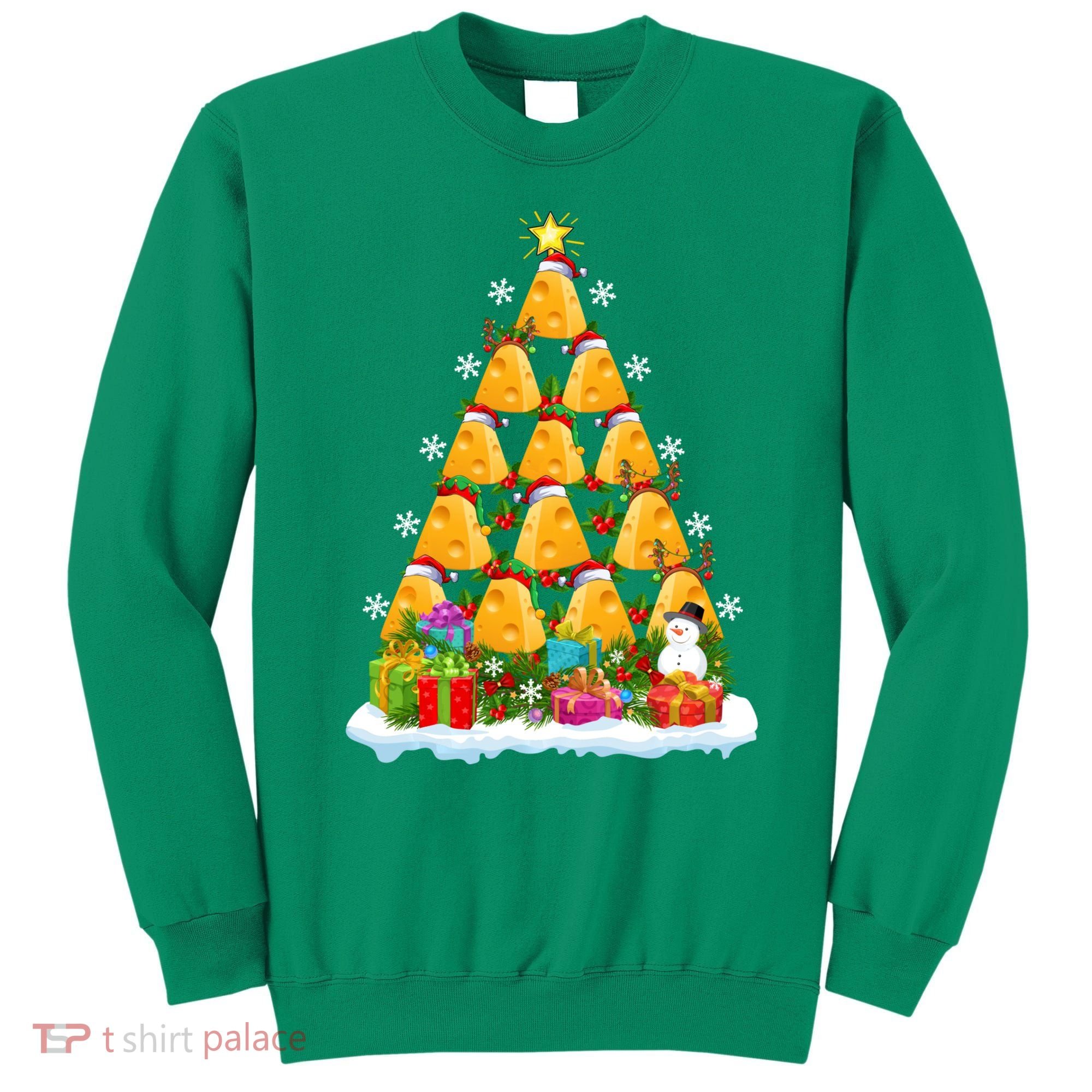 Cheese Lover Xmas Holiday Santa Cheese Christmas Tree Sweatshirt