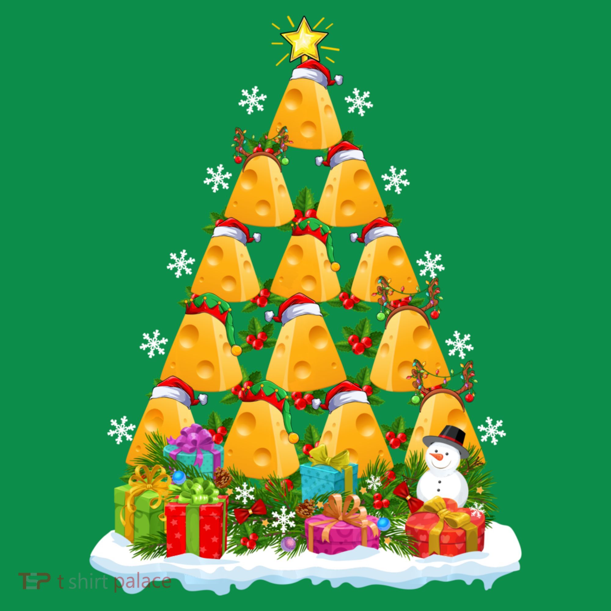 Cheese Lover Xmas Holiday Santa Cheese Christmas Tree Sweatshirt