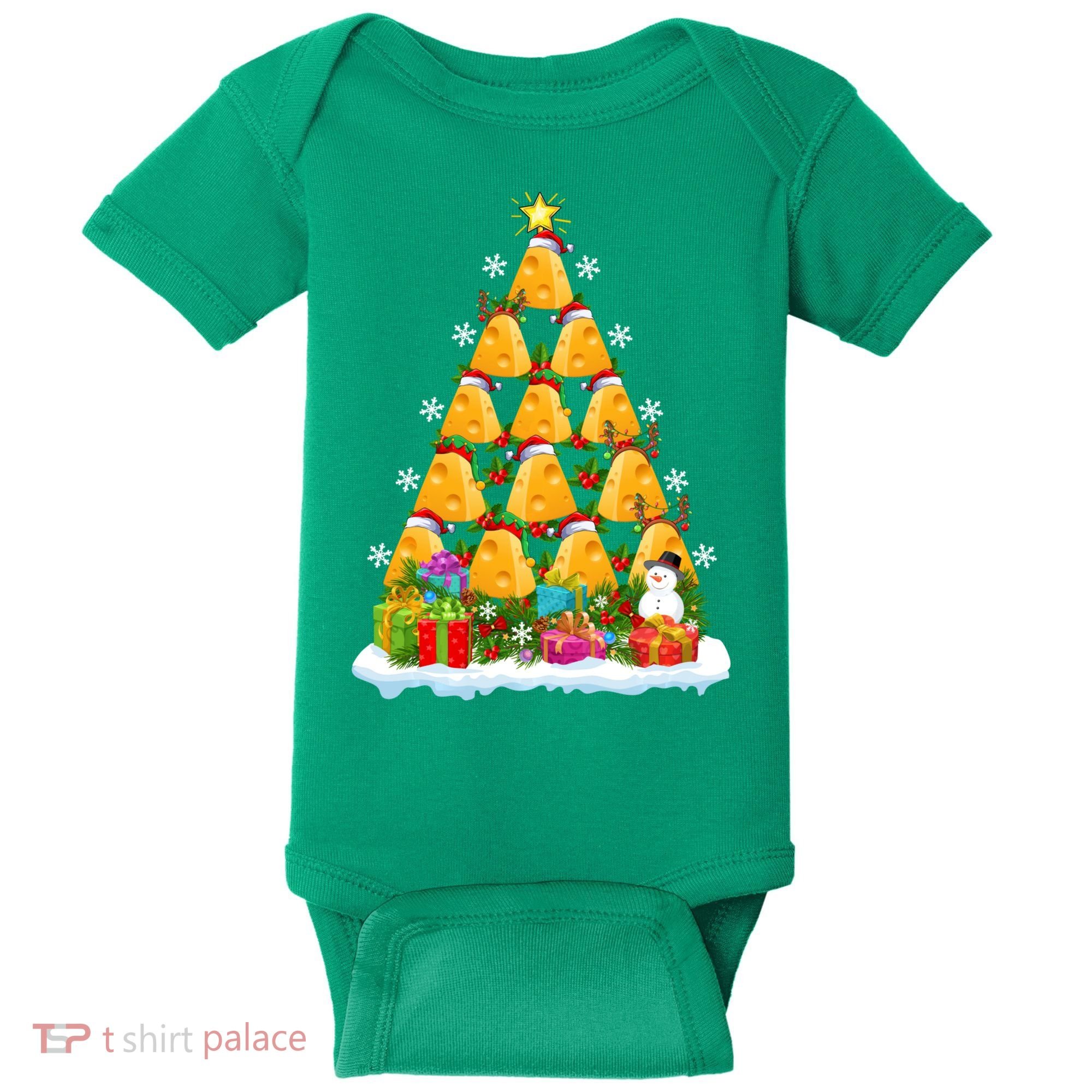 Cheese Lover Xmas Holiday Santa Cheese Christmas Tree Baby Bodysuit