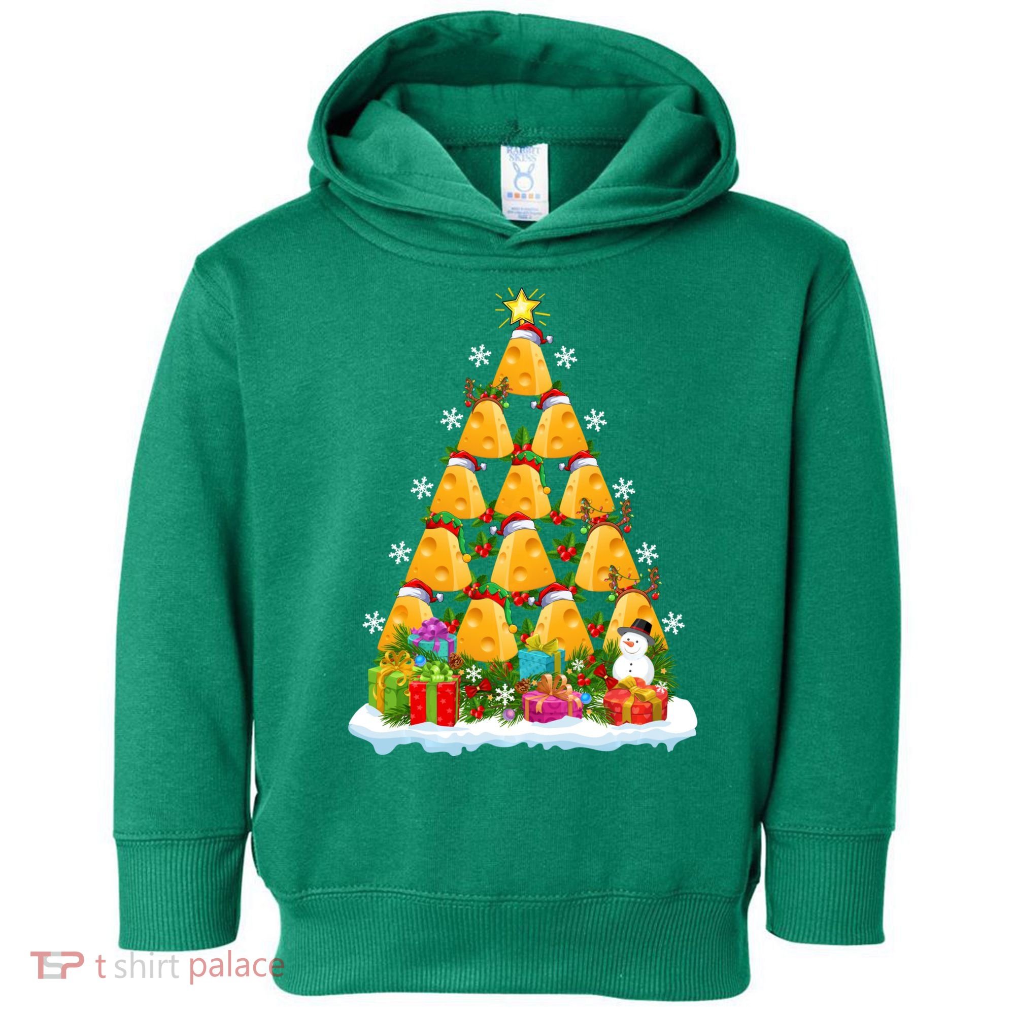 Cheese Lover Xmas Holiday Santa Cheese Christmas Tree Toddler Hoodie