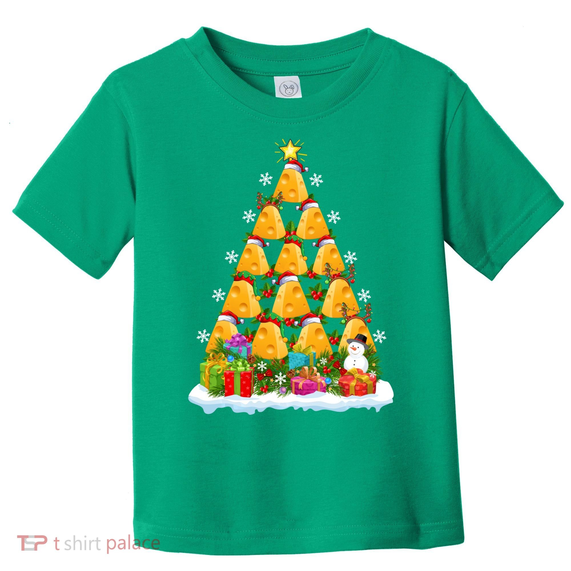 Cheese Lover Xmas Holiday Santa Cheese Christmas Tree Toddler T-Shirt