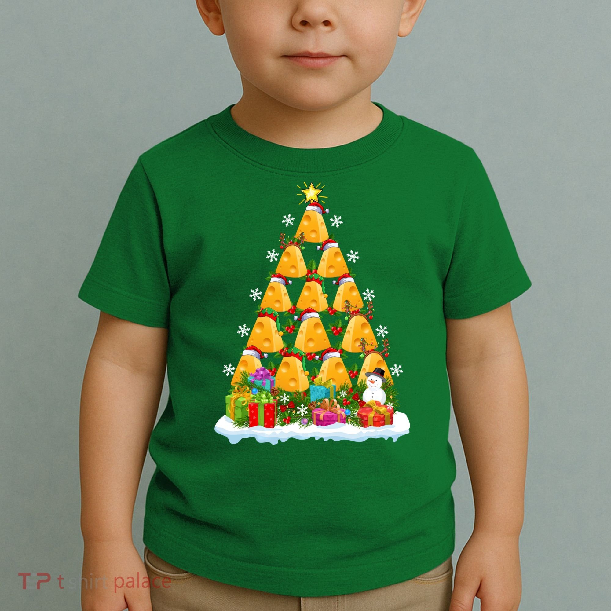 Cheese Lover Xmas Holiday Santa Cheese Christmas Tree Toddler T-Shirt