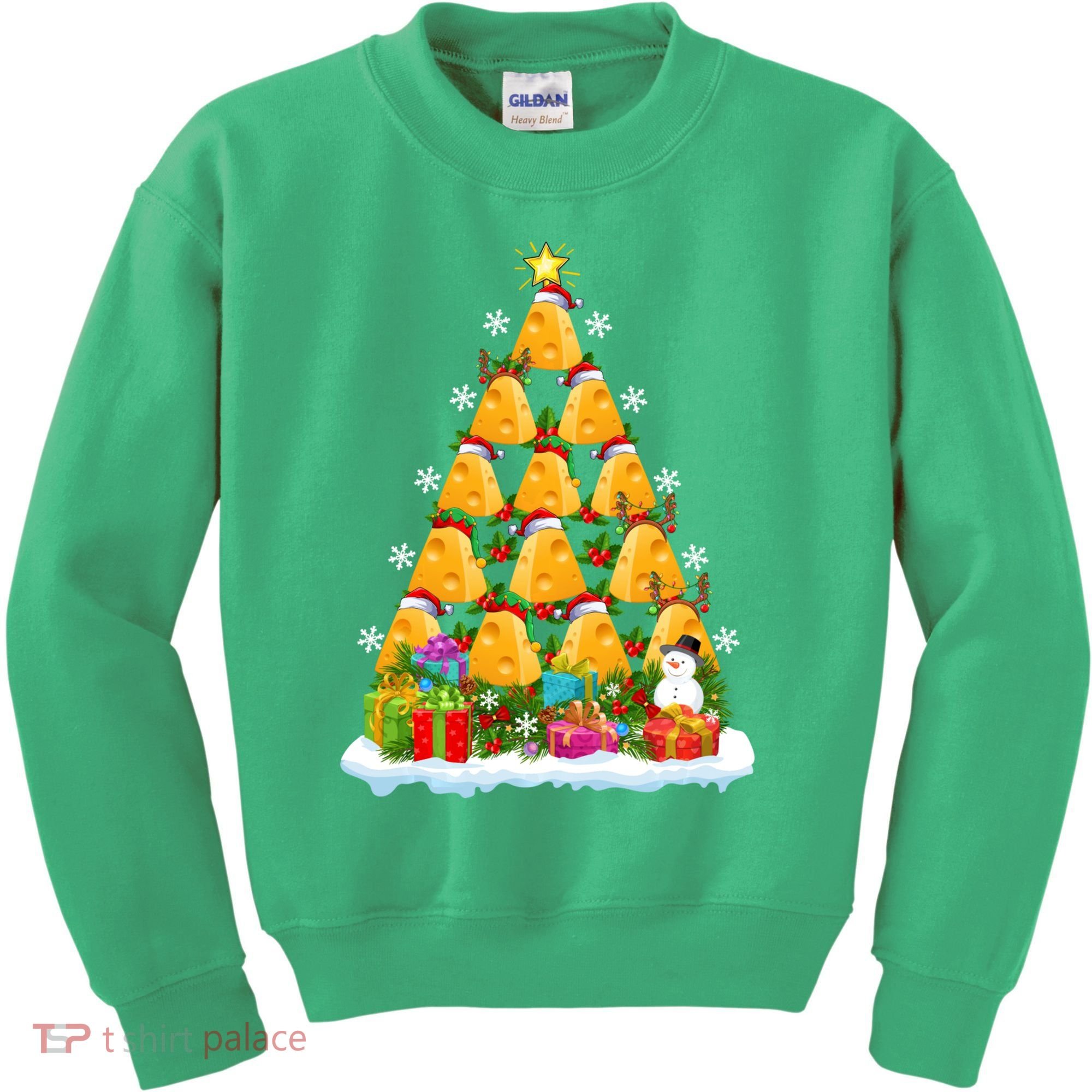 Cheese Lover Xmas Holiday Santa Cheese Christmas Tree Kids Sweatshirt