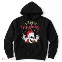 Christmas Light Xmas Santa Hat Funny Skull Merry Christmas Tank Top Hoodie thumb 0