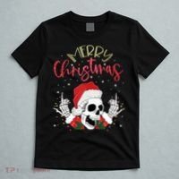 Christmas Light Xmas Santa Hat Funny Skull Merry Christmas Tank Top T-Shirt thumb 5