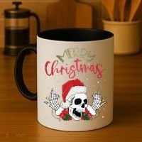 Christmas Light Xmas Santa Hat Funny Skull Merry Christmas Tank Top Coffee Mug thumb 4