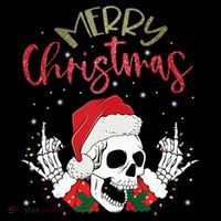 Christmas Light Xmas Santa Hat Funny Skull Merry Christmas Tank Top Coffee Mug thumb 5