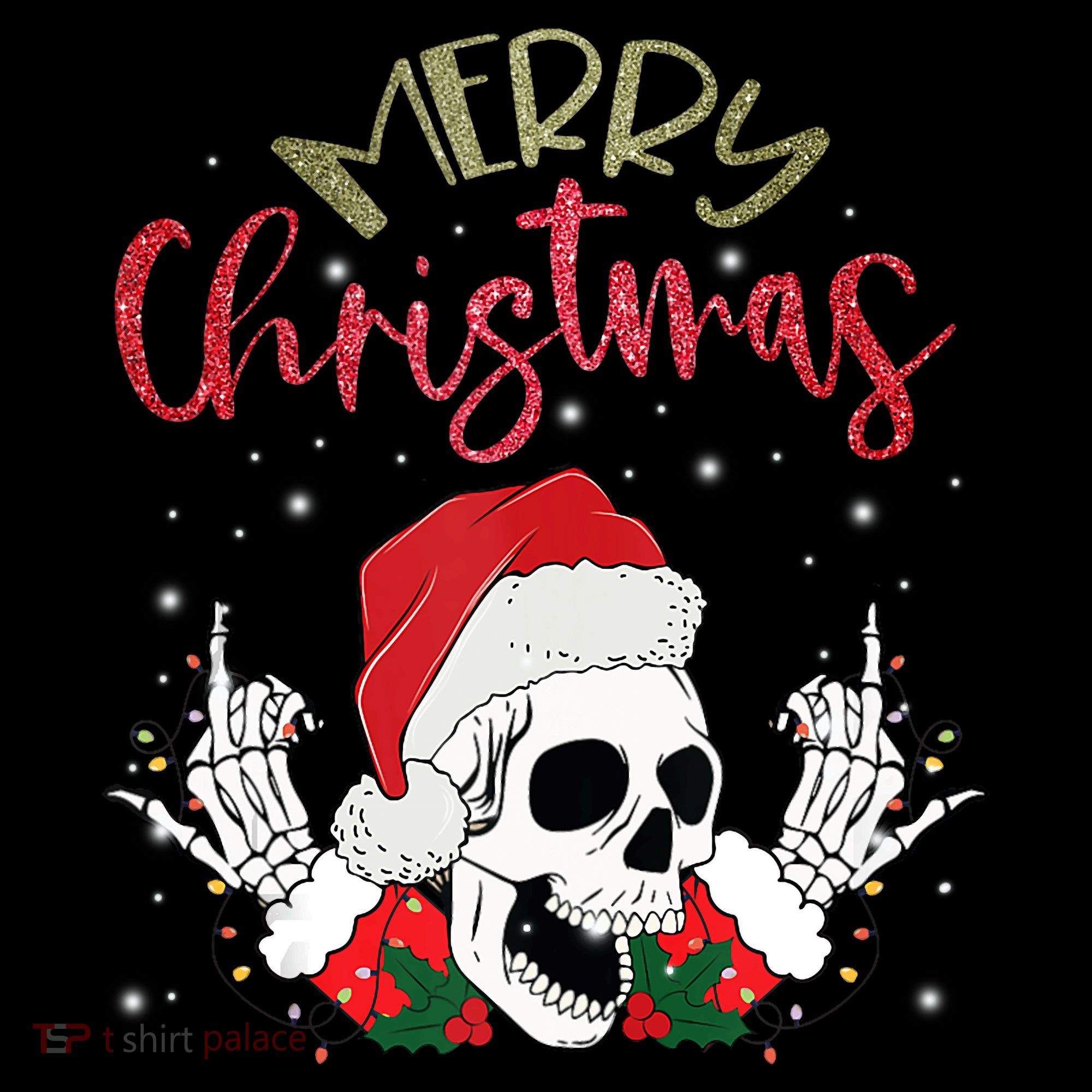 Christmas Light Xmas Santa Hat Funny Skull Merry Christmas Tank Top Coffee Mug