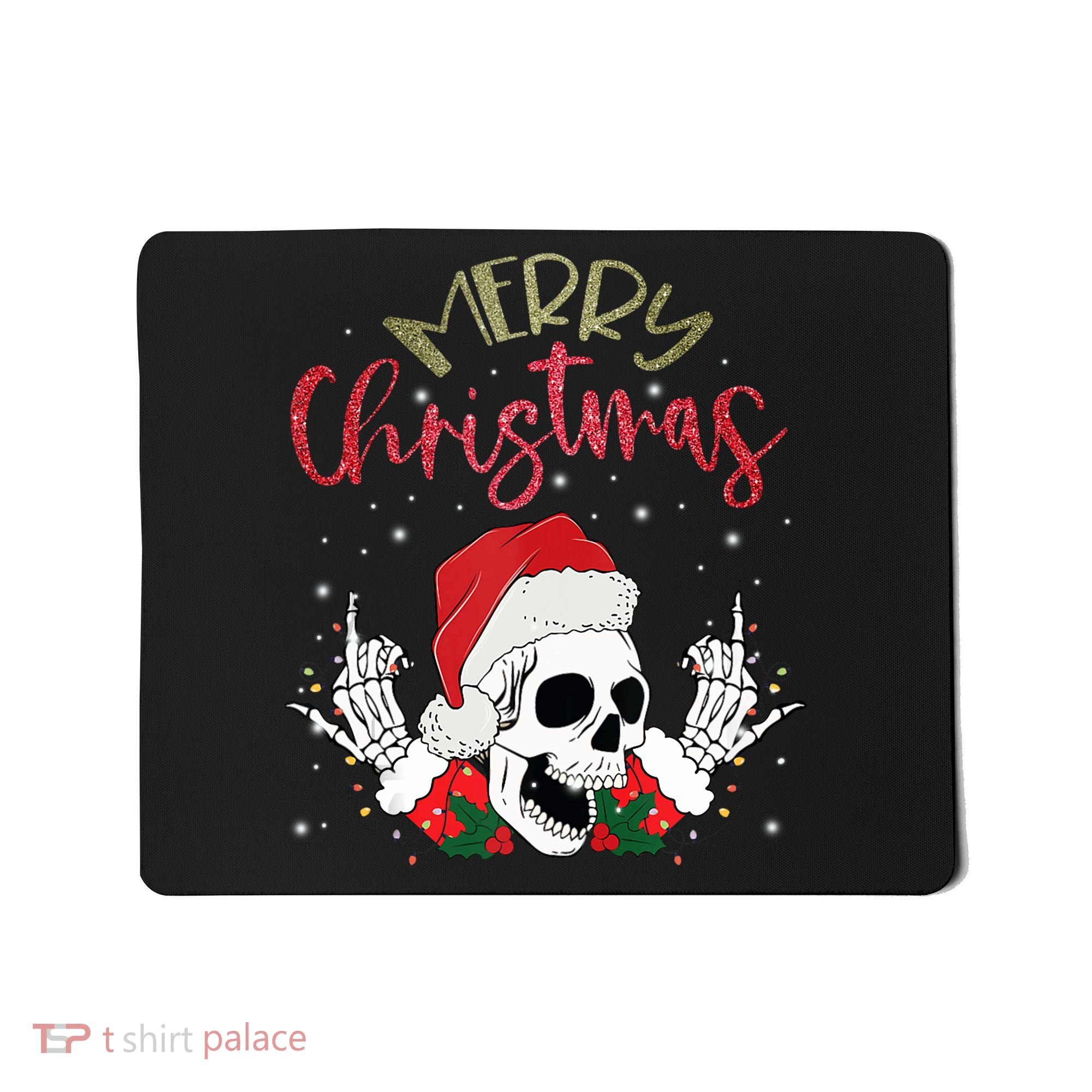 Christmas Light Xmas Santa Hat Funny Skull Merry Christmas Tank Top Mousepad
