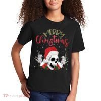 Christmas Light Xmas Santa Hat Funny Skull Merry Christmas Tank Top Kids T-Shirt thumb 2