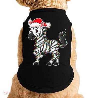 Christmas Lights Zebra Wearing Xmas Hat Zebra Lover Doggie Tank
