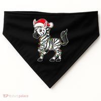 Christmas Lights Zebra Wearing Xmas Hat Zebra Lover USA-Made Doggie Bandana thumb 0