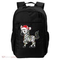 Christmas Lights Zebra Wearing Xmas Hat Zebra Lover Backpack thumb 0