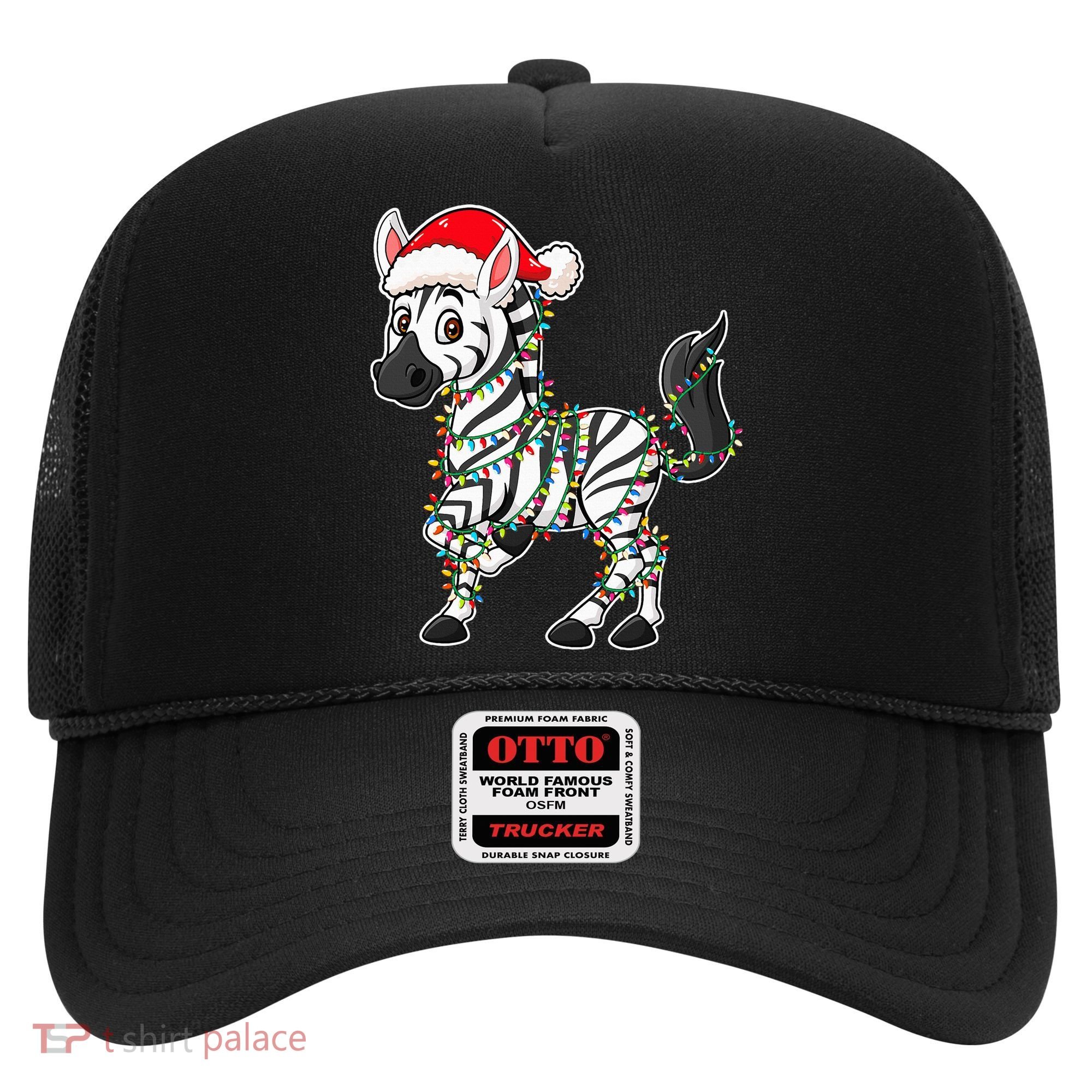 Christmas Lights Zebra Wearing Xmas Hat Zebra Lover Hat