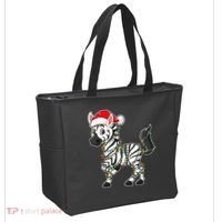 Christmas Lights Zebra Wearing Xmas Hat Zebra Lover Tote Bag thumb 2
