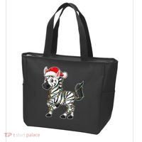 Christmas Lights Zebra Wearing Xmas Hat Zebra Lover Tote Bag thumb 3