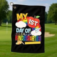 Cute My 1st Day Of Kindergarten Golf Towel thumb 1