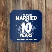 Couples Married 10 Years - Funny 10th Wedding Anniversary Coaster thumb 0