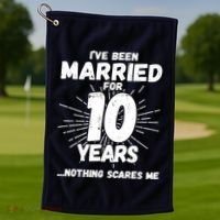 Couples Married 10 Years - Funny 10th Wedding Anniversary Golf Towel thumb 1