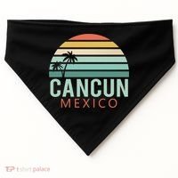 Cancun Mexico 2020 Retro Sun And Palm Group Gift USA-Made Doggie Bandana thumb 0