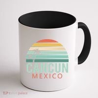Cancun Mexico 2020 Retro Sun And Palm Group Gift Coffee Mug thumb 1