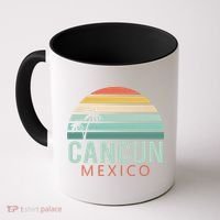 Cancun Mexico 2020 Retro Sun And Palm Group Gift Coffee Mug thumb 0