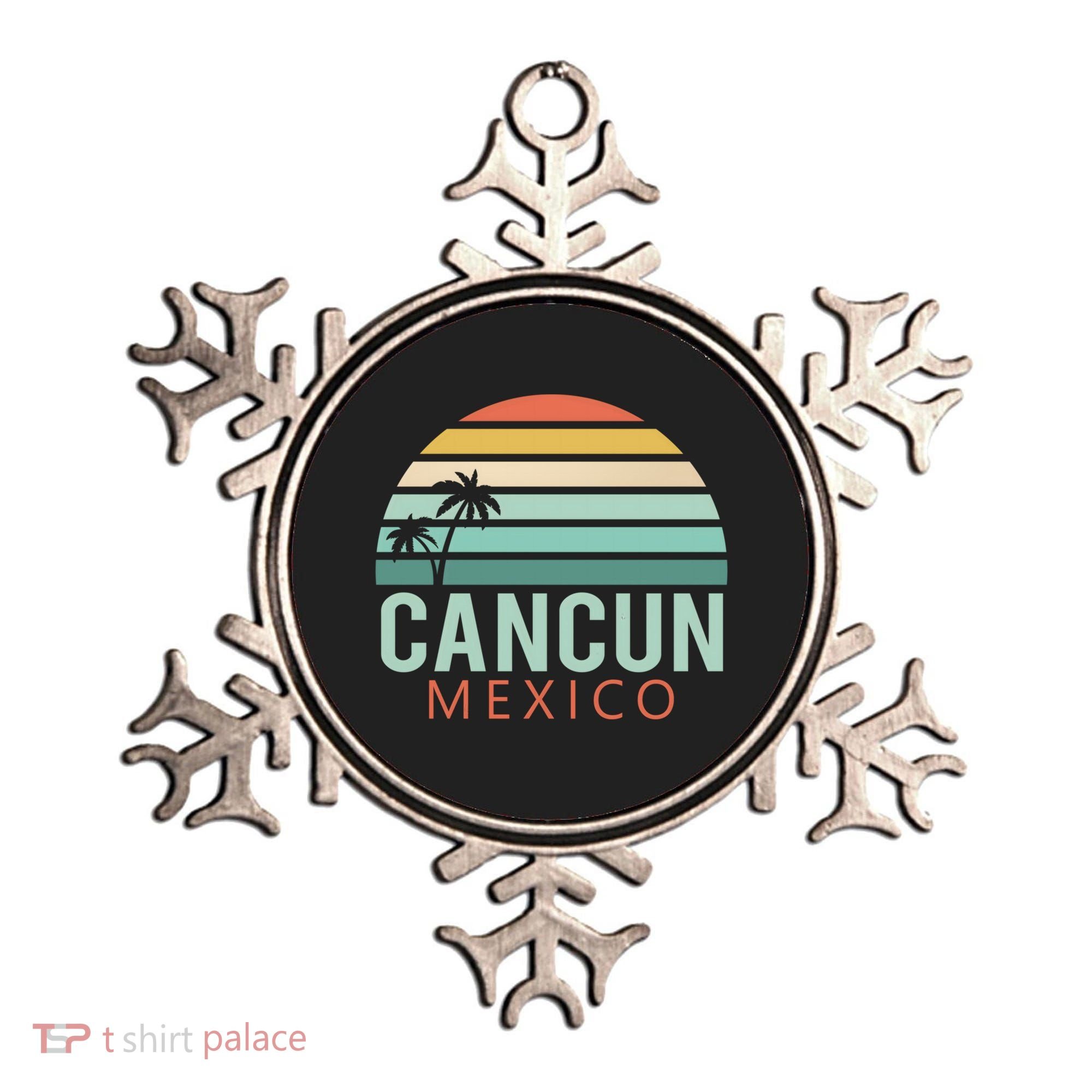 Cancun Mexico 2020 Retro Sun And Palm Group Gift Ornament