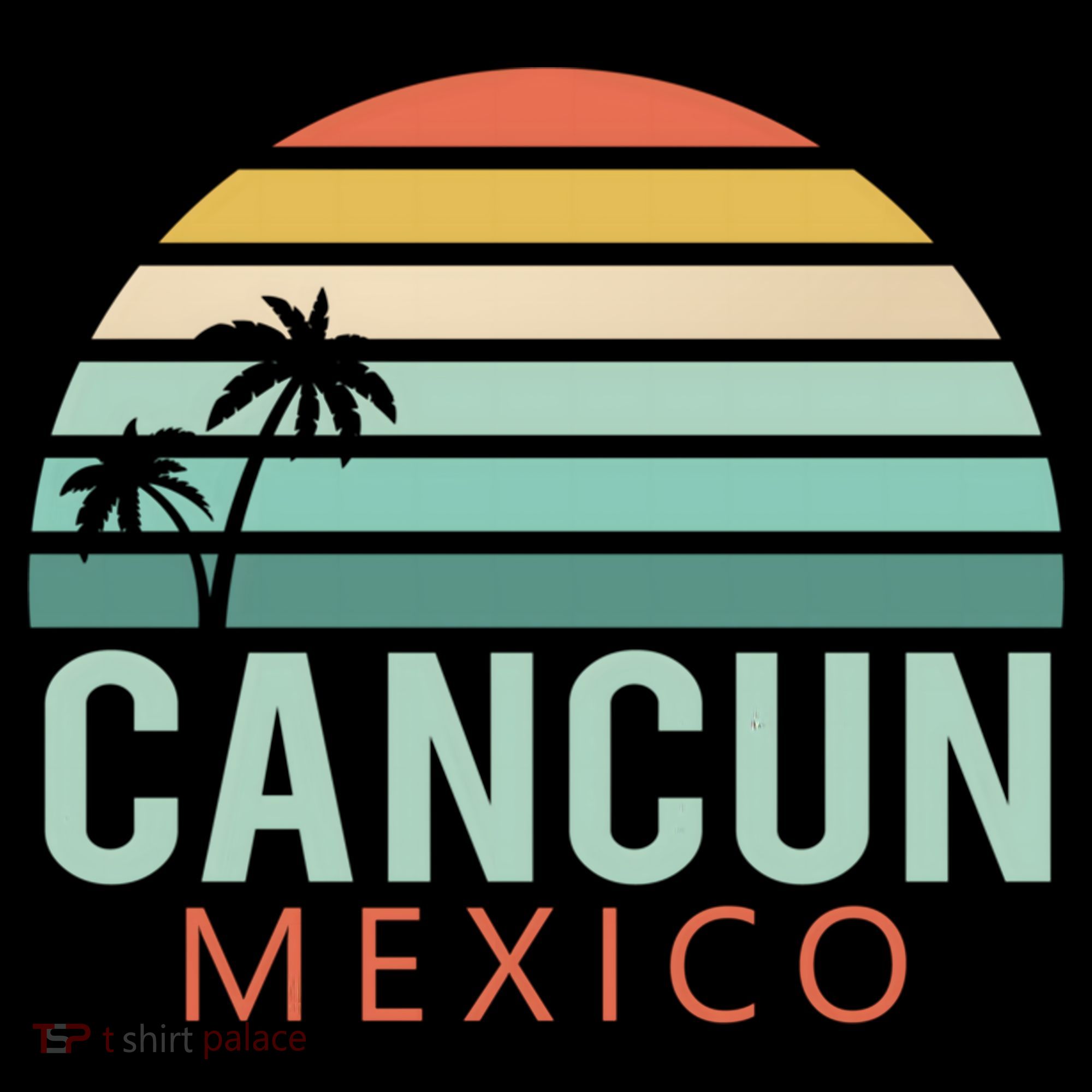 Cancun Mexico 2020 Retro Sun And Palm Group Gift Ornament