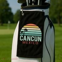 Cancun Mexico 2020 Retro Sun And Palm Group Gift Golf Towel thumb 2