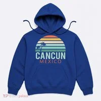 Cancun Mexico 2020 Retro Sun And Palm Group Gift Hoodie thumb 0