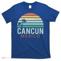 Cancun Mexico 2020 Retro Sun And Palm Group Gift T-Shirt thumb 0