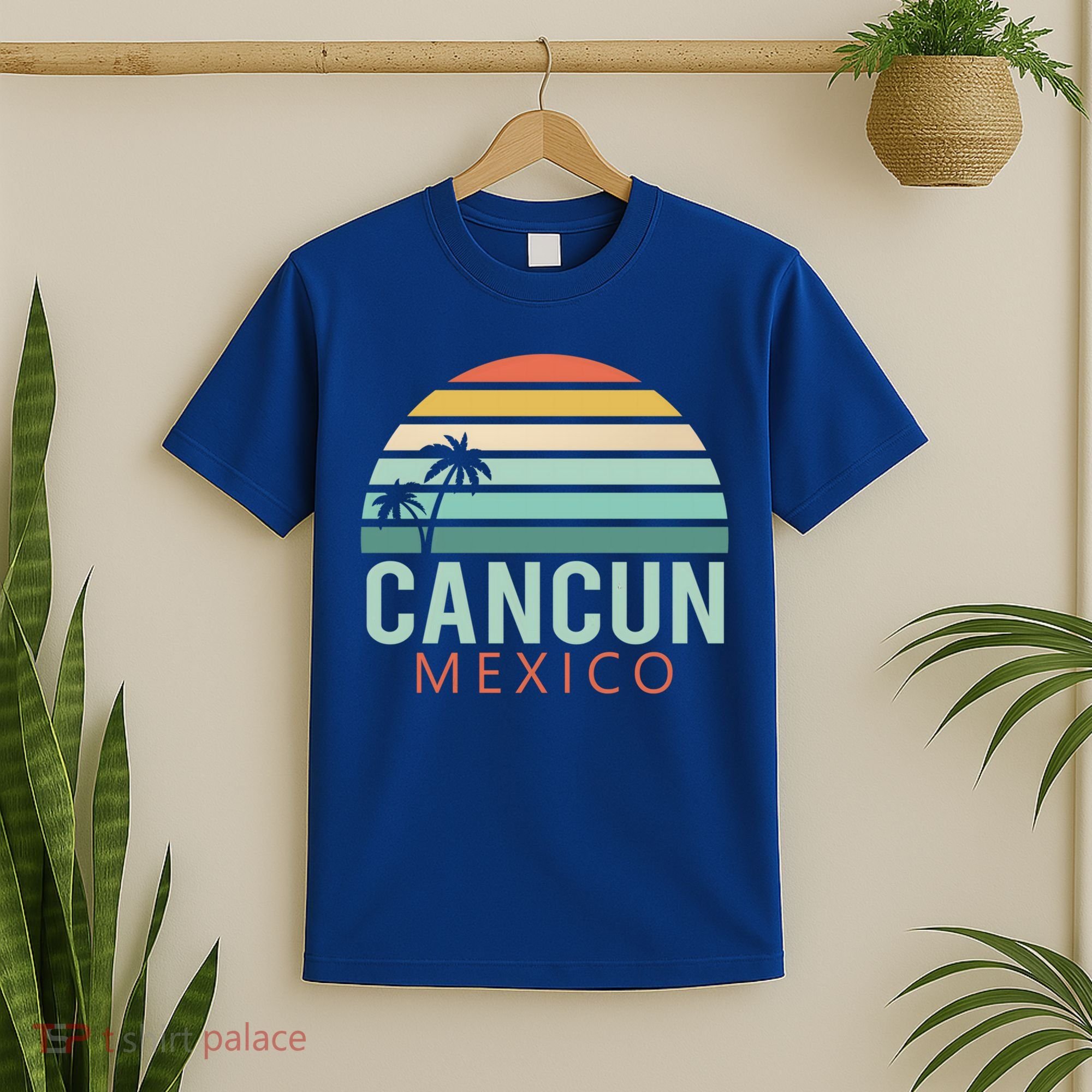 Cancun Mexico 2020 Retro Sun And Palm Group Gift T-Shirt