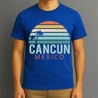 Cancun Mexico 2020 Retro Sun And Palm Group Gift T-Shirt thumb 3