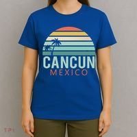 Cancun Mexico 2020 Retro Sun And Palm Group Gift T-Shirt thumb 4