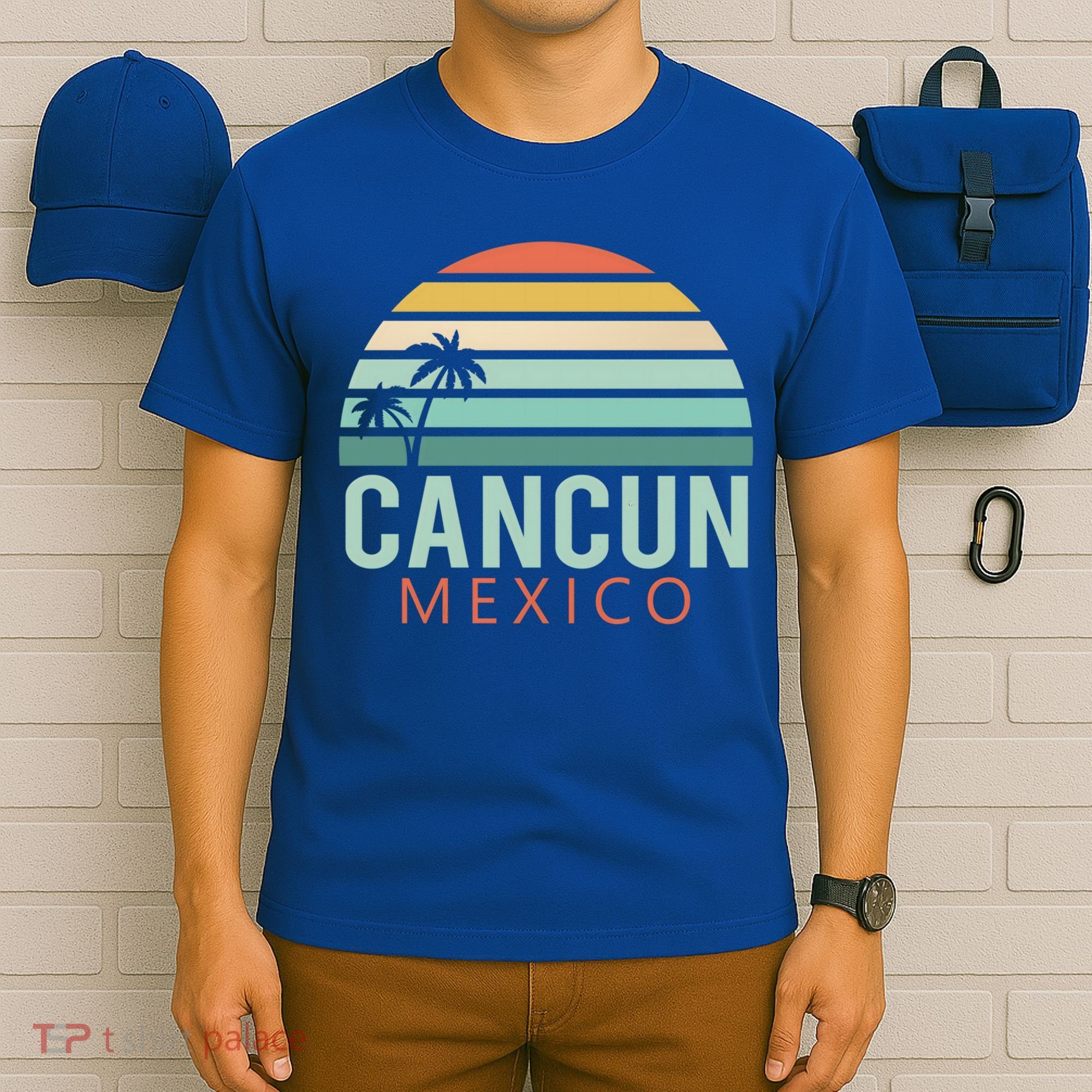 Cancun Mexico 2020 Retro Sun And Palm Group Gift T-Shirt